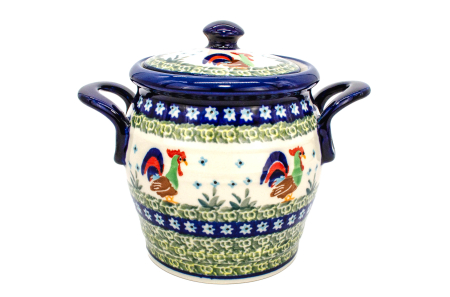 Recipient depozitare cu capac Vintage Rooster, ceramica smaltuita, pictat manual, 15,2 x 17,8 cm [2]