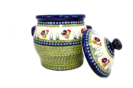 Recipient depozitare cu capac Vintage Rooster, ceramica smaltuita, pictat manual, volum 5 L [1]