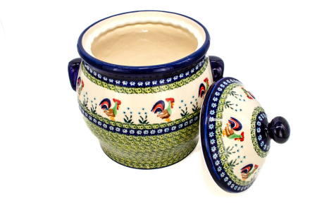 Recipient depozitare cu capac Vintage Rooster, ceramica smaltuita, pictat manual, volum 5 L [4]