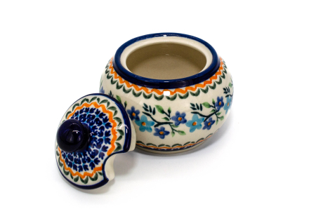 Recipient pentru zahar Basket of Blue, ceramica smaltuita, pictat manual, 300 ml [3]
