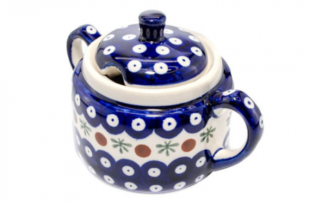 Recipient pentru zahar Blue Eyes Festive, ceramica smaltuita, pictat manual, 350 ml [2]