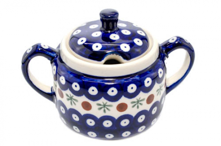 Recipient pentru zahar Blue Eyes Festive, ceramica smaltuita, pictat manual, 350 ml [3]