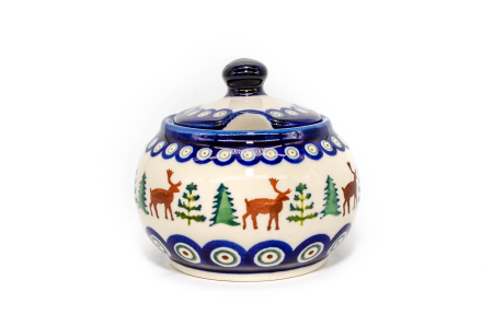 Set ceai pentru Craciun 2 persoane Reindeer, 2 cani  "balon"+zaharnita, ceramica poloneza pictata manual [2]