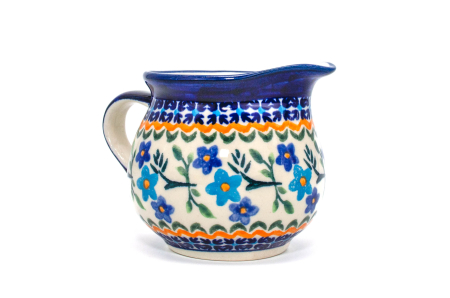 Recipient servire lapte Basket of Blue, ceramica smaltuita, pictat manual, 250 ml [3]