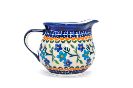 Recipient lapte - Recipient servire lapte Basket of Blue, ceramica smaltuita, pictat manual, 250 ml