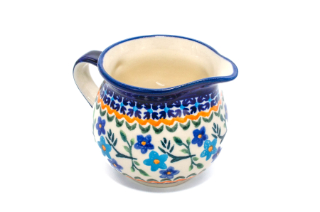 Recipient servire lapte Basket of Blue, ceramica smaltuita, pictat manual, 250 ml [2]