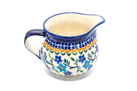 Recipient servire lapte Basket of Blue, ceramica smaltuita, pictat manual, 250 ml [1]