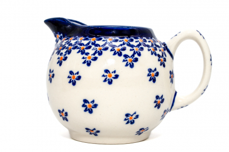 Recipient servire lapte Blue Field, ceramica smaltuita, pictat manual, 250 ml [1]
