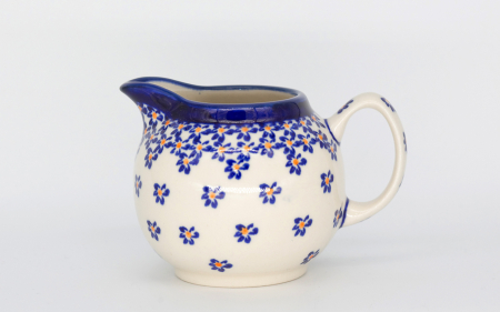 Recipient servire lapte Blue Field, ceramica smaltuita, pictat manual, 250 ml [0]