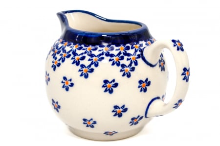 Recipient servire lapte Blue Field, ceramica smaltuita, pictat manual, 250 ml [3]