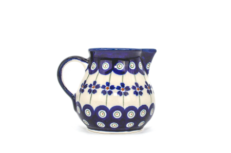 Colectia Floral Peacock - Recipient servire lapte Floral Peacock ceramica smaltuita, pictat manual, 170 ml