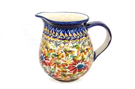 Recipient servire lapte Flower Jungle, ceramica smaltuita, pictat manual, 420 ml [0]