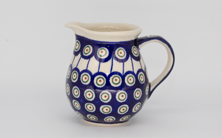 Recipient servire lapte Peacock Eyes, ceramica smaltuita, pictat manual, 420 ml [0]