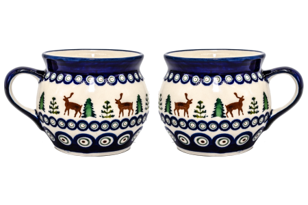 Set 2 cani " balon" Reindeer , ceramica poloneza pictata manual [0]