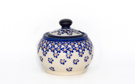 Set cafea /ceai pentru 2 persoane Blue Field, ceainic+2 cani+recipient zahar, ceramica poloneza, pictata manual [3]