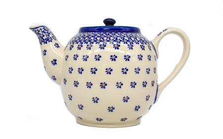 Set cafea /ceai pentru 2 persoane Blue Field, ceainic+2 cani+recipient zahar, ceramica poloneza, pictata manual [1]