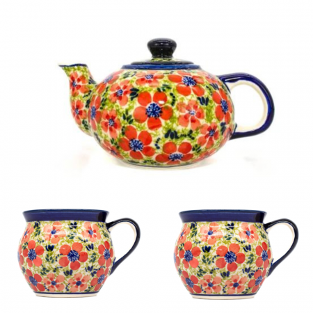 Ceainice - Set ceainic +2 cani "balon"Fire Poppies