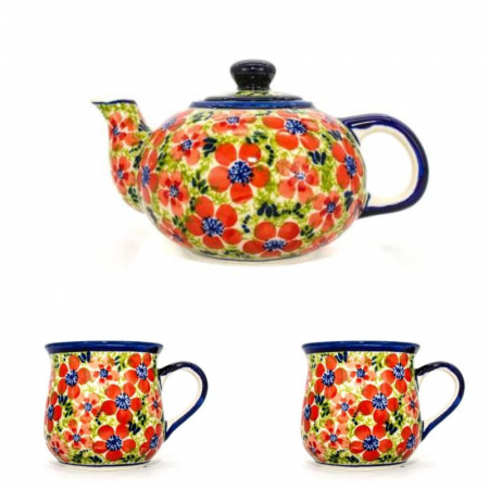 Colectia Fire Poppies - Set ceainic +2 cani Fire Poppies