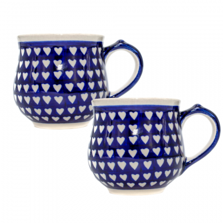 Cani ceramica - Set doua cani Love Hearts, ceramica pictata manual