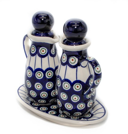 Set oliviera 2 recipiente cu tava, Peacock Eyes, ceramica smaltuita, pictata manual, 22,6/18,4 x 15,0 cm [1]
