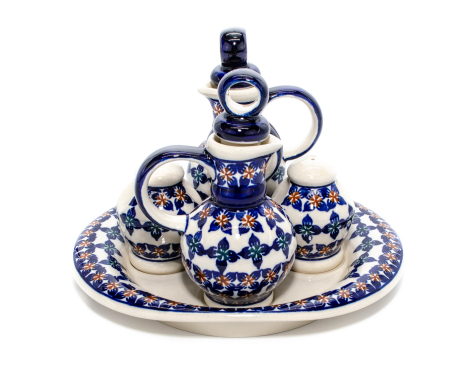 Set oliviera 4 recipiente cu tava, Flower Laces, ceramica smaltuita, pictata manual, 22,6/18,4 x 15,0 cm [5]