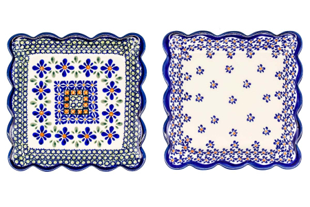 Set "welcome", 2 platouri servire, ceramica poloneza pictata manual [0]