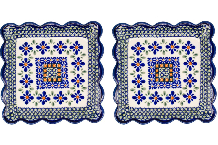 Set "welcome back", 2 platouri servire, ceramica poloneza pictata manual [0]