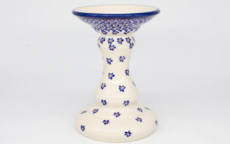 Accesorii decorative ceramica - Sfesnic / suport pentru lumanare Blue Field, ceramica smaltuita, pictat manual, 19,0 cm