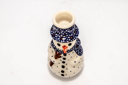 Sfesnic / suport pentru lumanare Om de Zapada din ceramica Petals, ceramica smaltuita, pictata manual,16,0 cm [3]