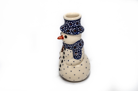 Sfesnic / suport pentru lumanare Om de Zapada din ceramica Petals, ceramica smaltuita, pictata manual,16,0 cm [2]