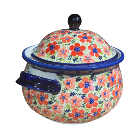 Supiera cu capac Fire Poppies, ceramica smaltuita, pictata manual, volum 3 L [6]
