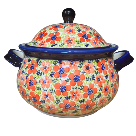 Supiera cu capac Fire Poppies, ceramica smaltuita, pictata manual, volum 3 L [7]