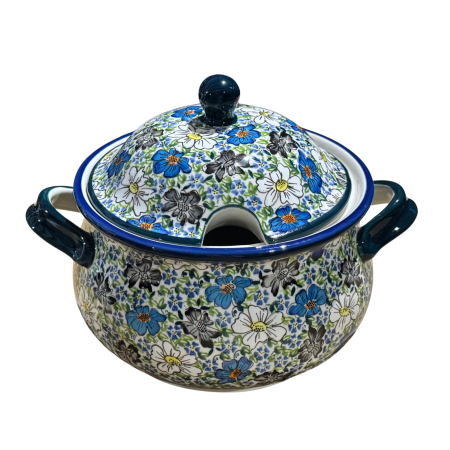 Supiera cu capac, Floral Beauty, ceramica smaltuita, pictata manual, volum 3 L [3]