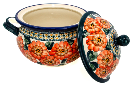 Supiera cu capac Flower Field, ceramica smaltuita, pictata manual, volum 3 L [2]