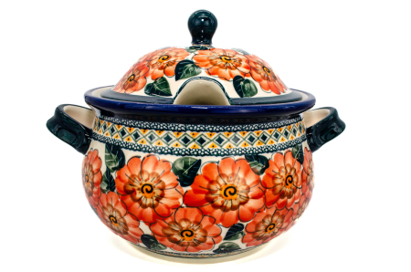 Supiera cu capac Flower Field, ceramica smaltuita, pictata manual, volum 3 L [0]