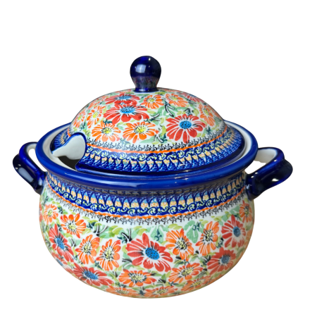 Supiera cu capac, Flower Jungle, ceramica smaltuita, pictata manual, volum 3 L [2]