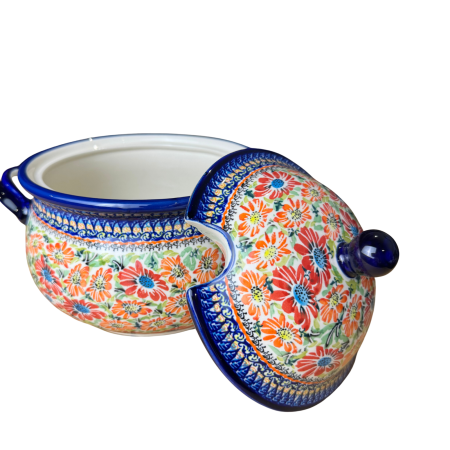 Supiera cu capac, Flower Jungle, ceramica smaltuita, pictata manual, volum 3 L [5]