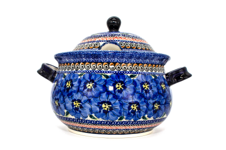 Supiera cu capac Hibiscus Drops, ceramica smaltuita, pictata manual, volum 3 L [4]