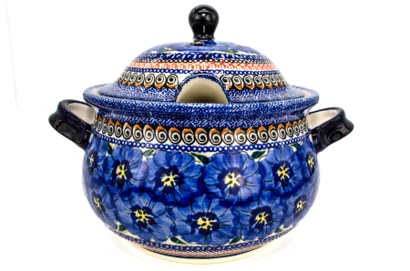 Supiera cu capac Hibiscus Drops, ceramica smaltuita, pictata manual, volum 3 L [2]