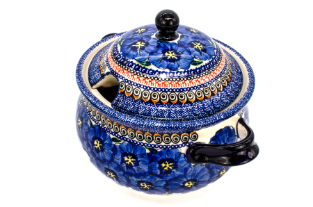 Supiera cu capac Hibiscus Drops, ceramica smaltuita, pictata manual, volum 3 L [3]