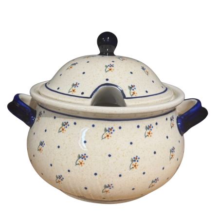 Boluri - Supiera cu capac, Little Flowers, ceramica smaltuita, pictata manual, volum 4,5 L