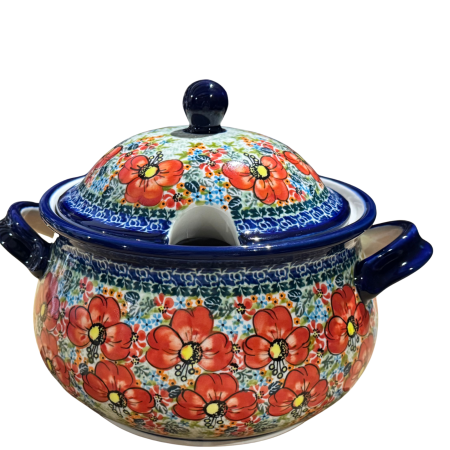 Supiera cu capac, Mother’s Garden, ceramica smaltuita, pictata manual, volum 3 L [2]