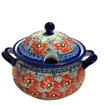 Supiera cu capac, Mother’s Garden, ceramica smaltuita, pictata manual, volum 3 L [8]