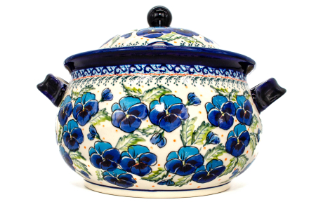 Supiera cu capac, Pansies Bouquet, ceramica smaltuita, pictata manual, volum 4,5 L [0]