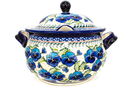 Supiera cu capac, Pansies Bouquet, ceramica smaltuita, pictata manual, volum 4,5 L [3]