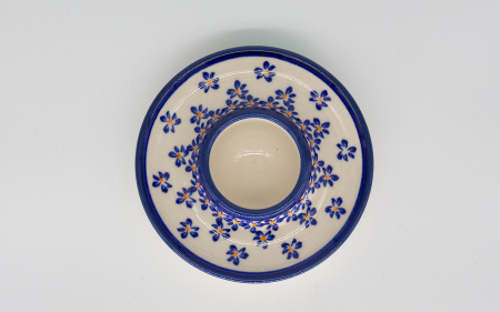 Reduceri - Suport pentru ou cu farfurie Blue Field, ceramica smaltuita, pictat manual, 11,2 cm