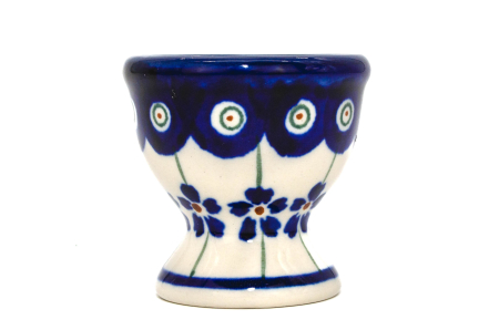 Reduceri - Suport pentru ou Floral Peacock, ceramica smaltuita, pictat manual, 5,5 x 6,0 cm