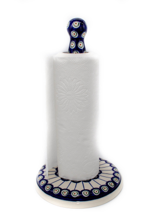Suport pentru rola de hartie, Peacock Eyes, ceramica smaltuita, pictat manual, 33 cm [1]
