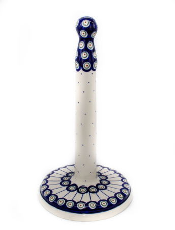 Suport pentru rola de hartie, Peacock Eyes, ceramica smaltuita, pictat manual, 33 cm [0]