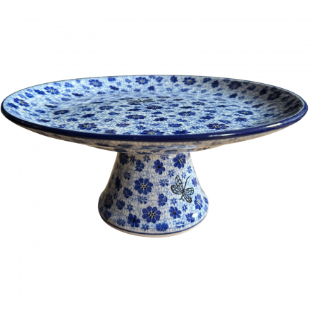 Suport tort cu picior, Butterfly Dance, ceramica pictata manual  13,5 X 30, 0 cm [0]
